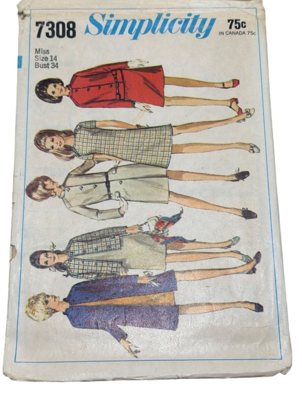 Simplicity 7308 Misses Vintage Sewing Pattern For Coat & Dress Size 14 Bust 34 1